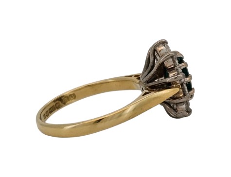 Emerald & Diamond Cluster Ring 18ct Yellow Gold