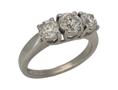 Diamond Trilogy Three Stone Ring Platinum 1.30ct F-G Colour Si Clarity 