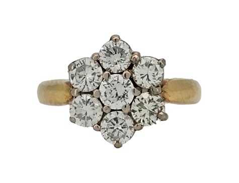 Diamond Daisy Cluster Ring 1.25ct G Colour Si-vs Clarity 18ct Yellow Gold