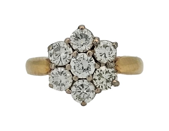 Diamond Daisy Cluster Ring 1.25ct G Colour Si-vs Clarity 18ct Yellow Gold