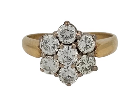 Diamond Daisy Cluster Ring 1.25ct G Colour Si-vs Clarity 18ct Yellow Gold