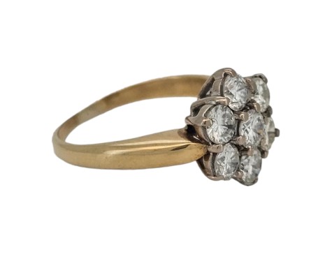 Diamond Daisy Cluster Ring 1.25ct G Colour Si-vs Clarity 18ct Yellow Gold