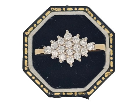 Diamond Boat Cluster Ring 18ct Gold 0.50-0.60ct 