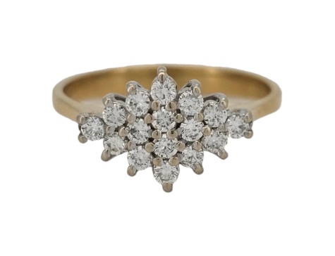 Diamond Boat Cluster Ring 18ct Gold 0.50-0.60ct 