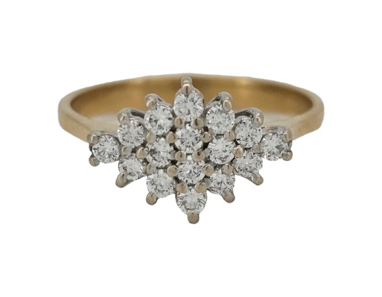 Diamond Boat Cluster Ring 18ct Gold 0.50 0.60ct