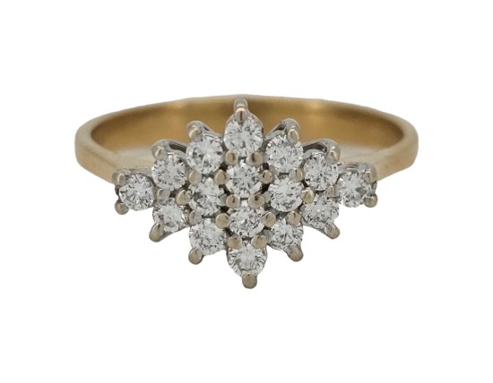 Diamond Boat Cluster Ring 18ct Gold 0.50-0.60ct 