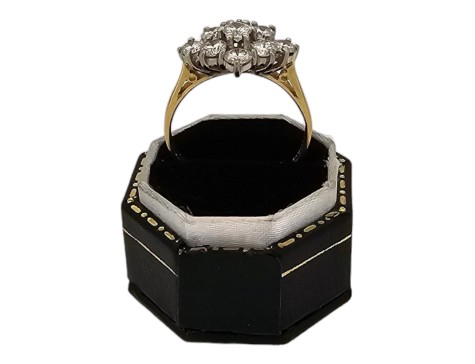 Diamond Boat Cluster Ring 18ct Gold 1.30-1.40ct Nine stone