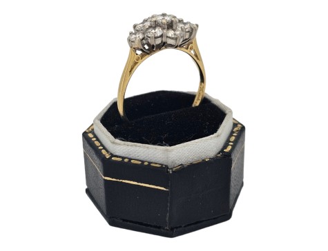 Diamond Boat Cluster Ring 18ct Gold 1.30-1.40ct Nine stone