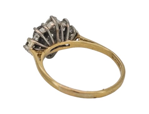 Diamond Boat Cluster Ring 18ct Gold 1.30-1.40ct Nine stone