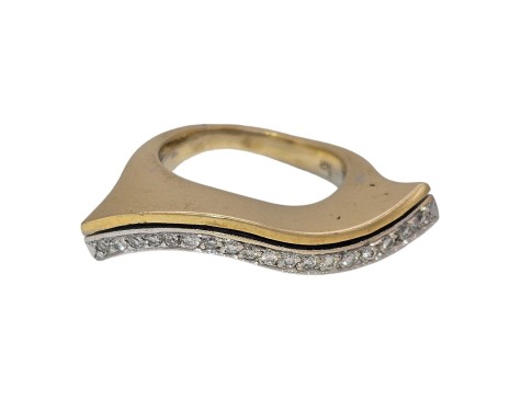 Diamond Set 18ct White & Yellow Gold Swirl Dress Ring 