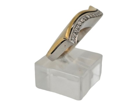 Diamond Set 18ct White & Yellow Gold Swirl Dress Ring 