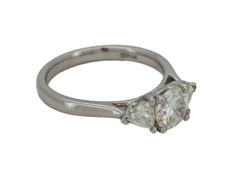 Diamond Trilogy Three Stone Ring 1.14ct Platinum Brilliant Cut Trillion Cut