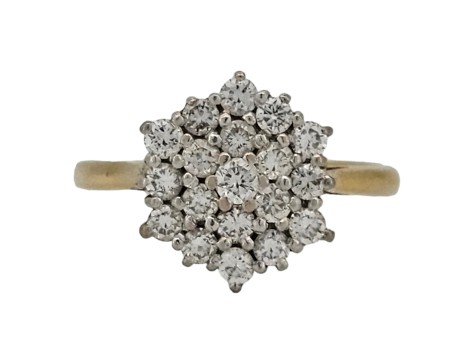 Diamond Cluster Ring 18ct Yellow Gold 0.55ct G/si 