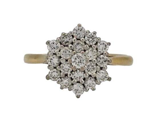 Diamond Cluster Ring 18ct Yellow Gold 0.55ct G/si 