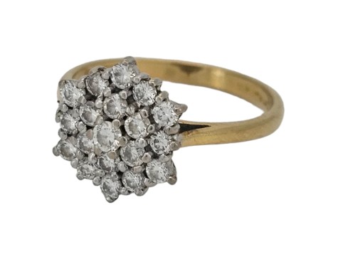 Diamond Cluster Ring 18ct Yellow Gold 0.55ct G/si 