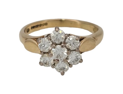 Diamond Daisy Cluster Ring Brilliant Cuts 0.75ct G Colour Si Clarity 
