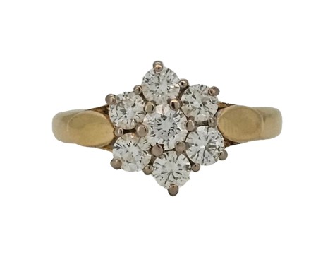 Diamond Daisy Cluster Ring Brilliant Cuts 0.75ct G Colour Si Clarity 