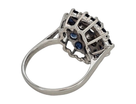 Sapphire & Diamond Vintage 18ct White Gold Tiered Cocktail Ring 