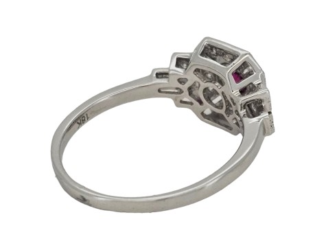 Diamond & Ruby Art Deco Inspired Target Cluster Ring 18ct White Gold 