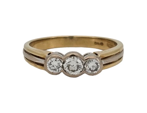 Diamond Trilogy Three Stone Ring 18ct Gold Rub-over Setting  0.50ct