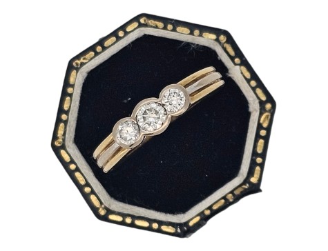 Diamond Trilogy Three Stone Ring 18ct Gold Rub-over Setting  0.50ct