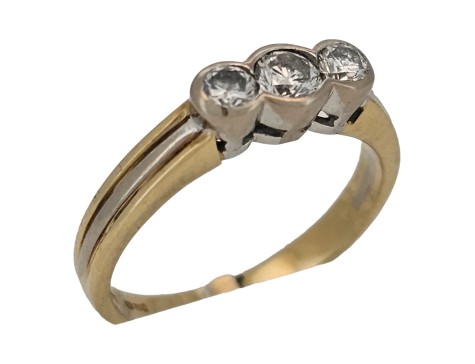 Diamond Trilogy Three Stone Ring 18ct Gold Rub-over Setting  0.50ct