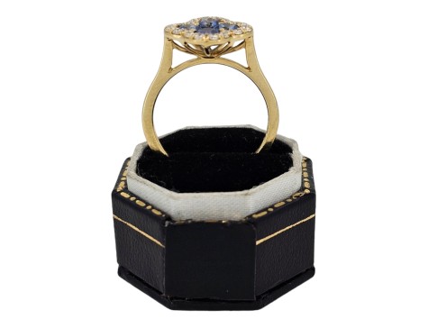 Sapphire & Diamond Cluster Ring 18ct Yellow Gold Van Cleef Arpels Style