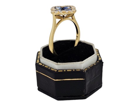 Sapphire & Diamond Cluster Ring 18ct Yellow Gold Van Cleef Arpels Style