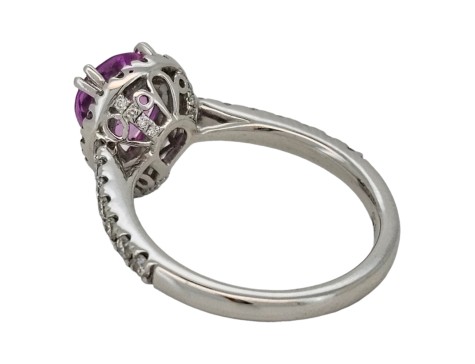 Pink Sapphire & Diamond Halo Cluster Ring Platinum Pear Cut Tear Drop