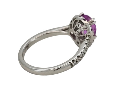 Pink Sapphire & Diamond Halo Cluster Ring Platinum Pear Cut Tear Drop