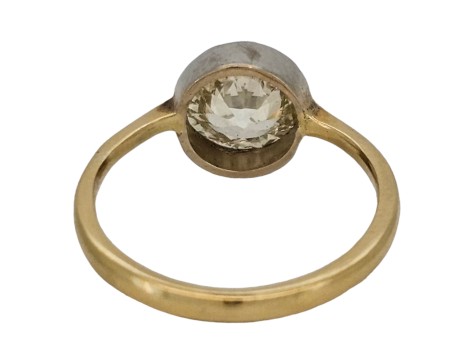 Diamond Solitaire Ring Old European Cut 1.80ct Bezel Set 18ct Yellow Gold 
