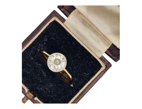 Diamond Solitaire Ring Old European Cut 1.80ct Bezel Set 18ct Yellow Gold 