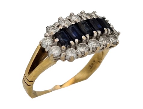 Sapphire & Diamond London Made 18ct Yellow Gold Cluster Ring