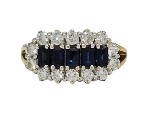 Sapphire & Diamond London Made 18ct Yellow Gold Cluster Ring