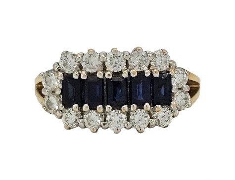 Sapphire & Diamond London Made 18ct Yellow Gold Cluster Ring