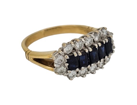 Sapphire & Diamond London Made 18ct Yellow Gold Cluster Ring