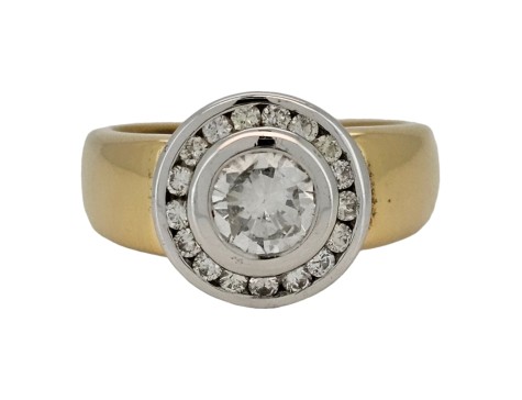 Diamond Solitaire Halo Ring Chunky Heavy 18ct Gold 0.85ct G Colour si Clarity 