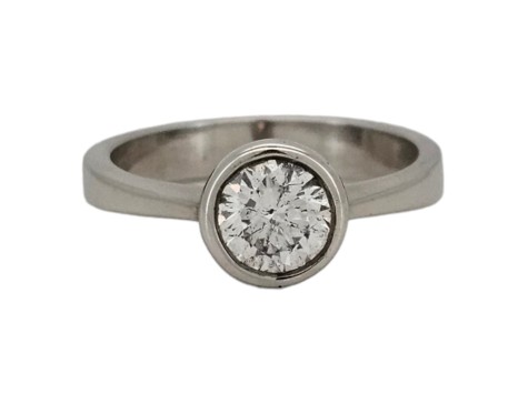 Diamond Solitaire Bezel Set Brilliant Cut 0.70ct G Colour Si Clarity 18ct White Gold 