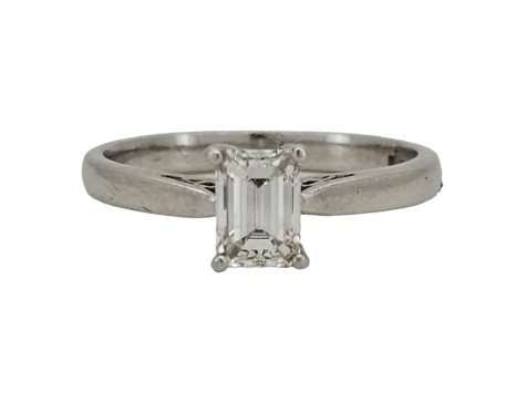 Diamond Solitaire Ring Emerald Cut F-G Colour Vs Clarity 0.62ct Platinum 