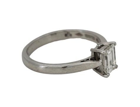 Diamond Solitaire Ring Emerald Cut F-G Colour Vs Clarity 0.62ct Platinum 