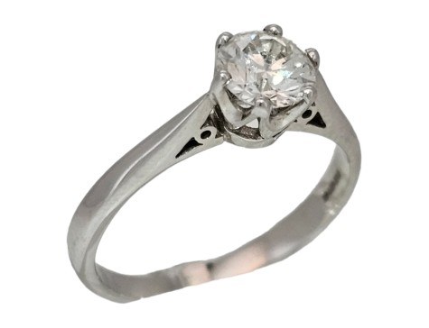 Diamond Solitaire Ring 0.70ct Vs Clarity F-G Colour 18ct White Gold Brilliant Cut Claw Set 