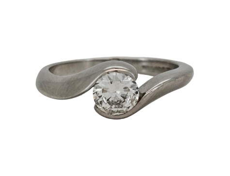 Diamond Twist Solitaire Ring 0.60ct G Colour Si Clarity 18ct White Gold Brilliant Cut