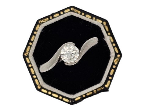 Diamond Twist Solitaire Ring 0.60ct G Colour Si Clarity 18ct White Gold Brilliant Cut