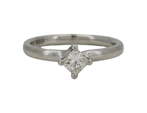 Diamond Solitaire Ring Platinum Princess Cut 0.40ct F-G Colour Vs Clarity Claw Set
