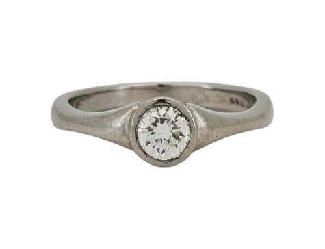 Diamond Solitaire Ring Platinum 0.40ct Bezel Rub-over Setting Brilliant Cut F-G Colour Vs-si Clarity 