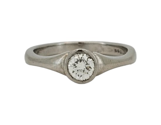 Diamond Solitaire Ring Platinum 0.40ct Bezel Rub-over Setting Brilliant Cut F-G Colour Vs-si Clarity 