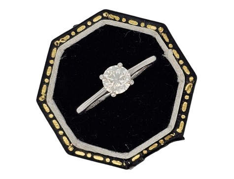 Diamond Solitaire Ring 18ct White Gold 0.51ct IGI Certified I Colour si2 Clarity Brilliant Cut