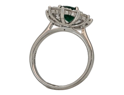 Emerald & Diamond Cluster Ring Platinum 1.57ct Emerald Oval Cut 1.53ct Diamond 