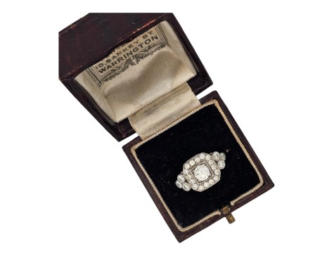 Diamond Cluster Ring Palladium 1.20ct Art Deco Inspired G Colour Si Clarity Milgrain Setting 