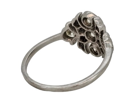 Diamond Cluster Ring 18ct White Gold Art Nouveau Inspired 